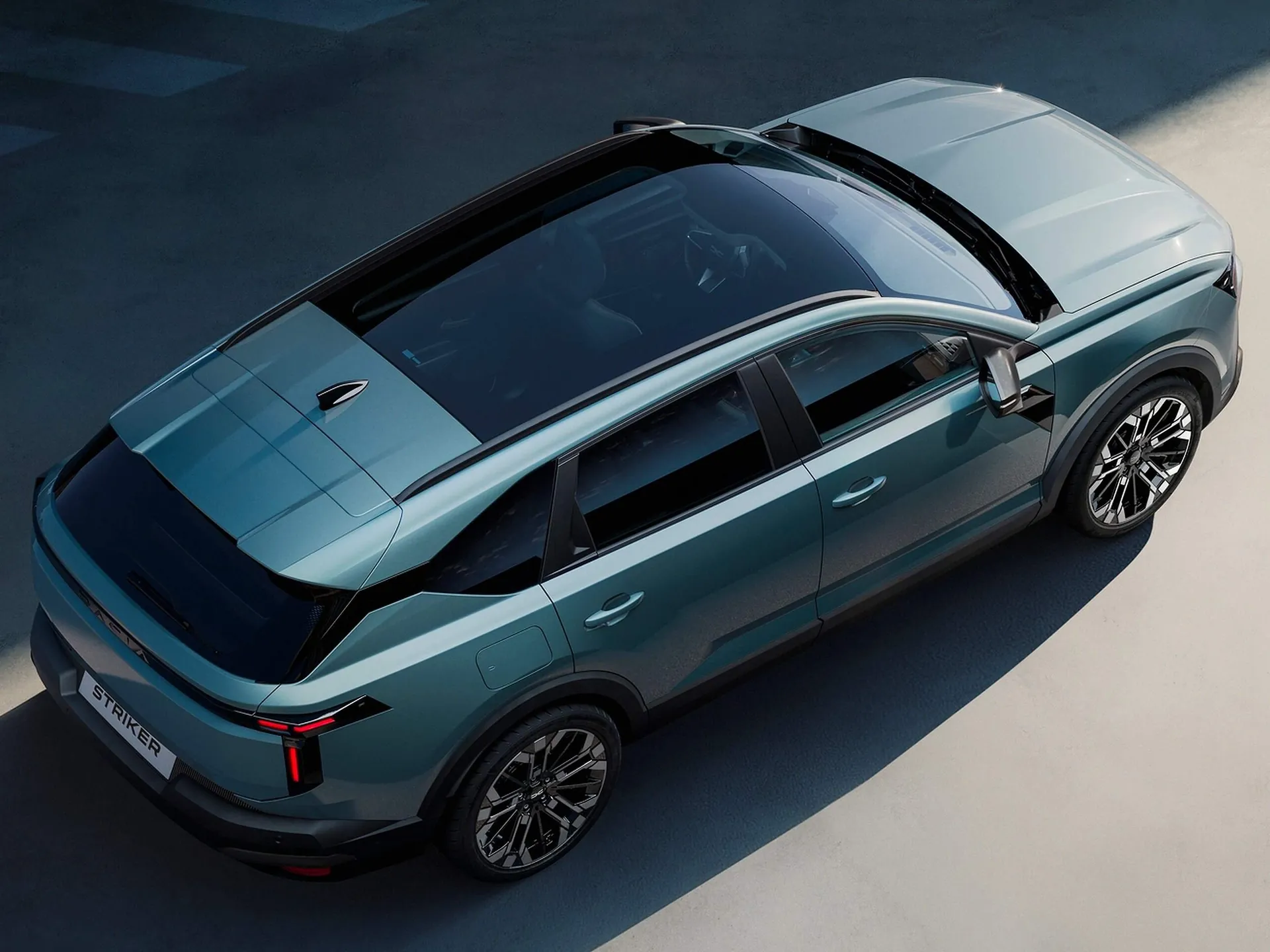 Dacia Striker (2027) – zadní tříčtvrteční pohled