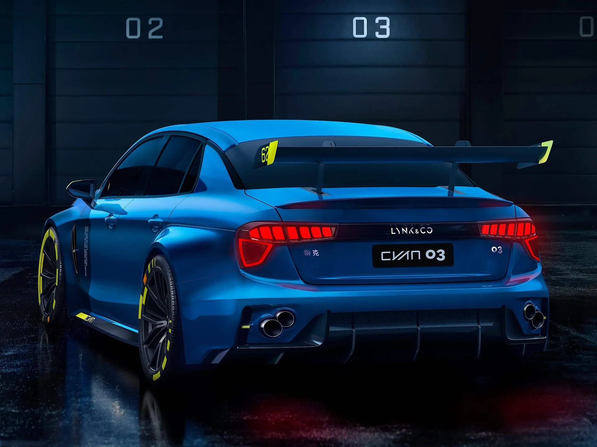 Lynk Co 03 Cyan Racing Concept (2018) – zadní tříčtvrteční pohled