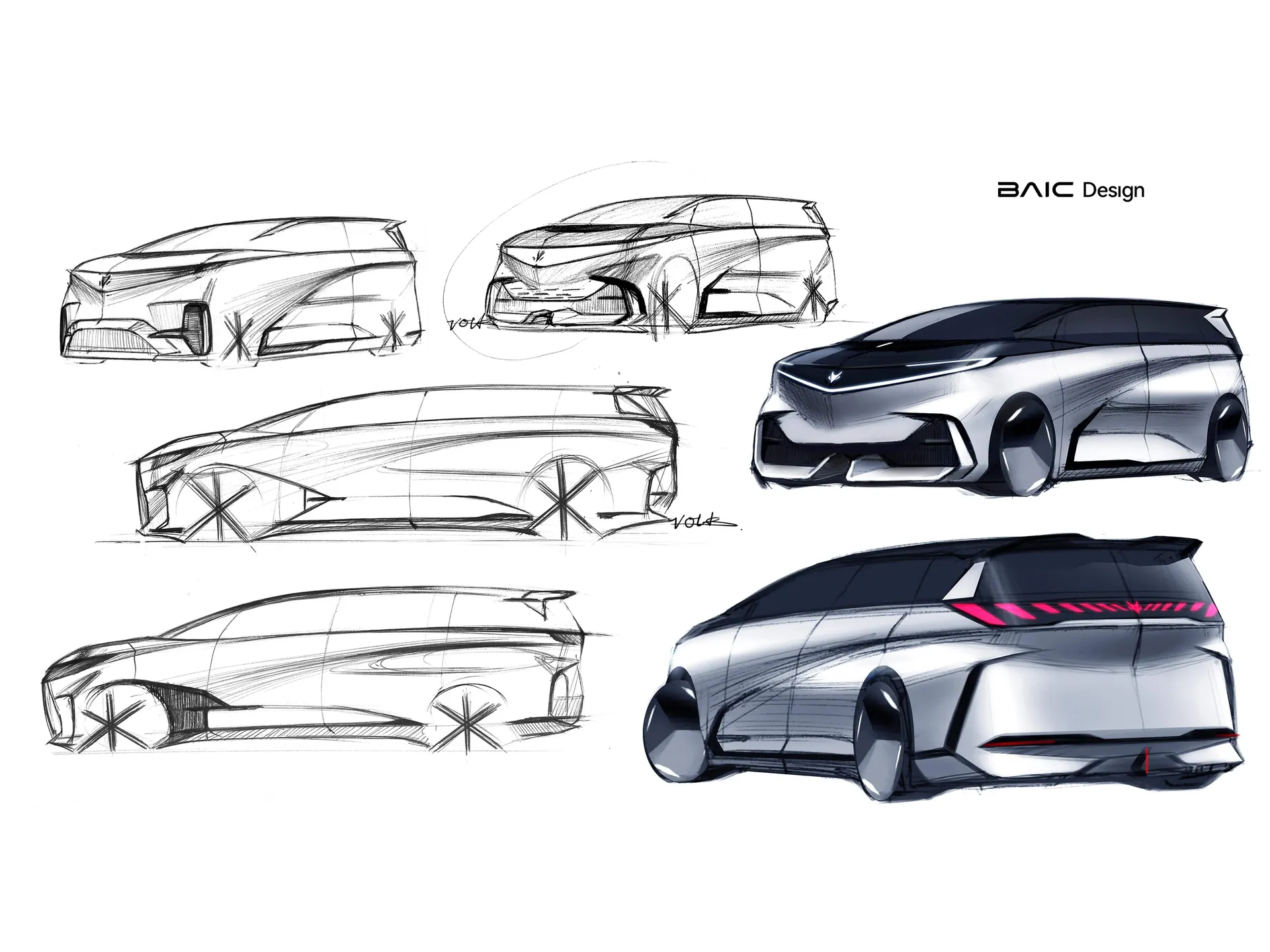 BAIC ArcFox Wendao V9 (2026) – designové skici