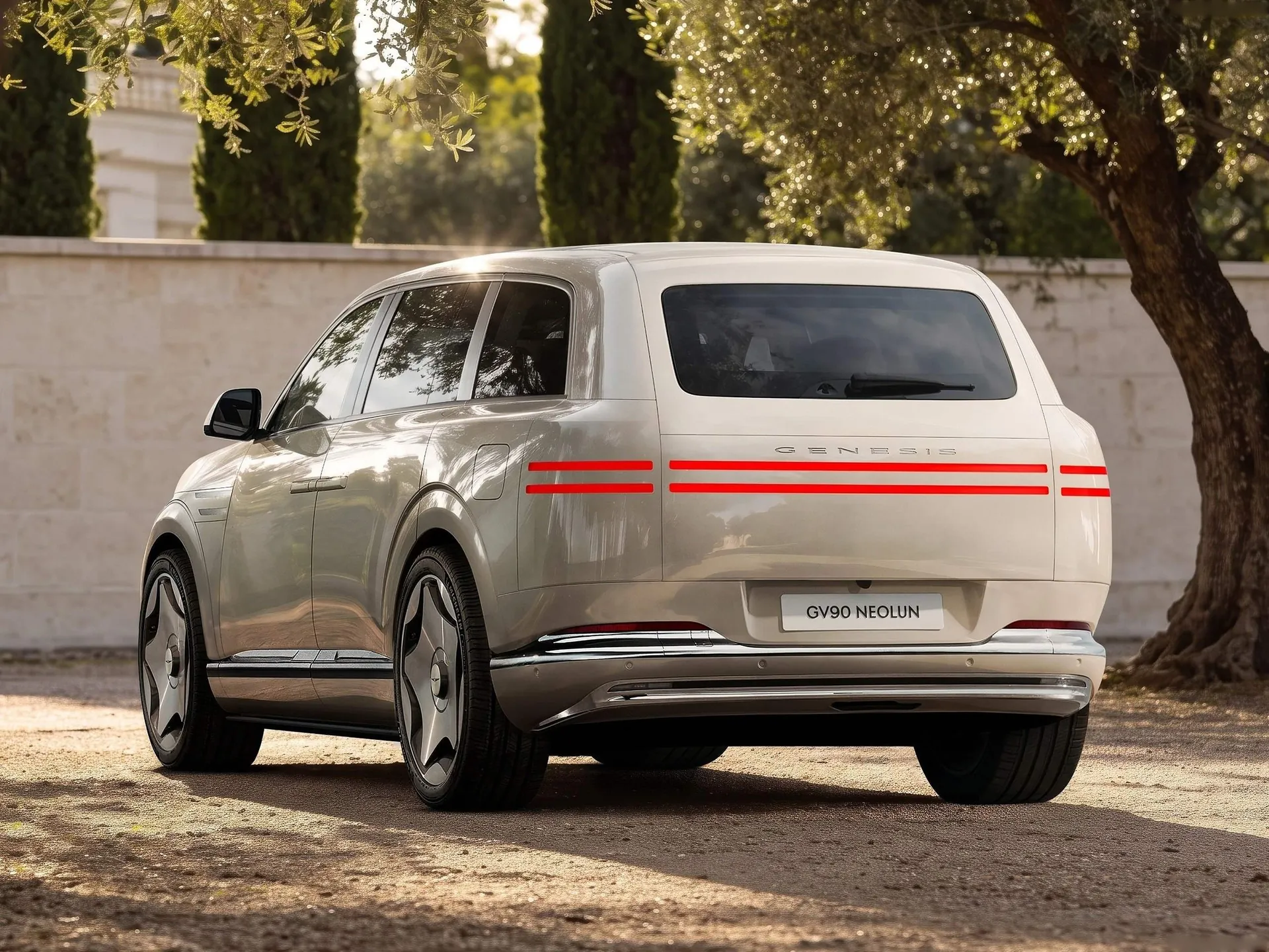 Genesis GV90 (2027) – zadní tříčtvrteční pohled