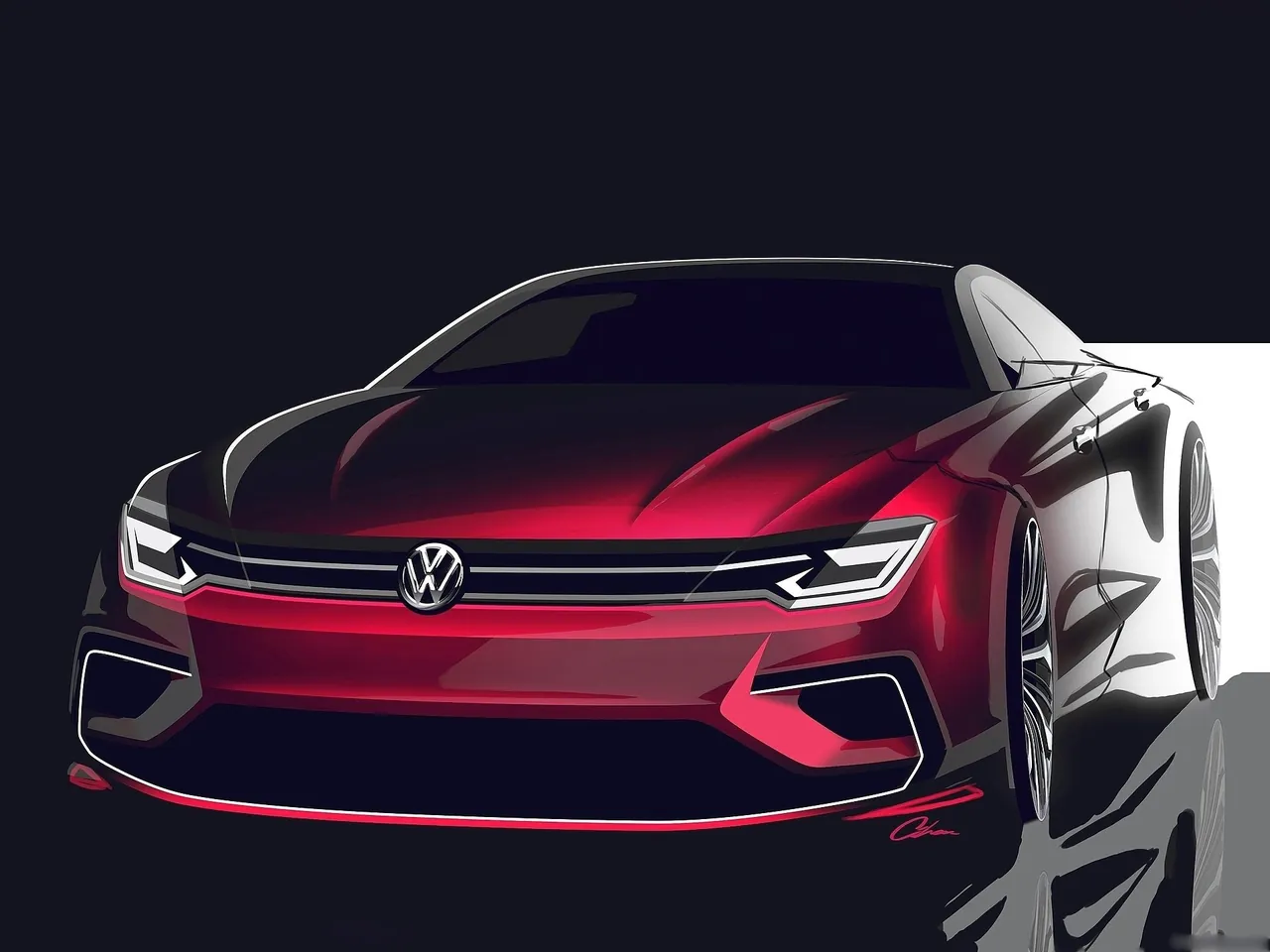 Volkswagen New Midsize Coupe Concept (2014) – designové skici