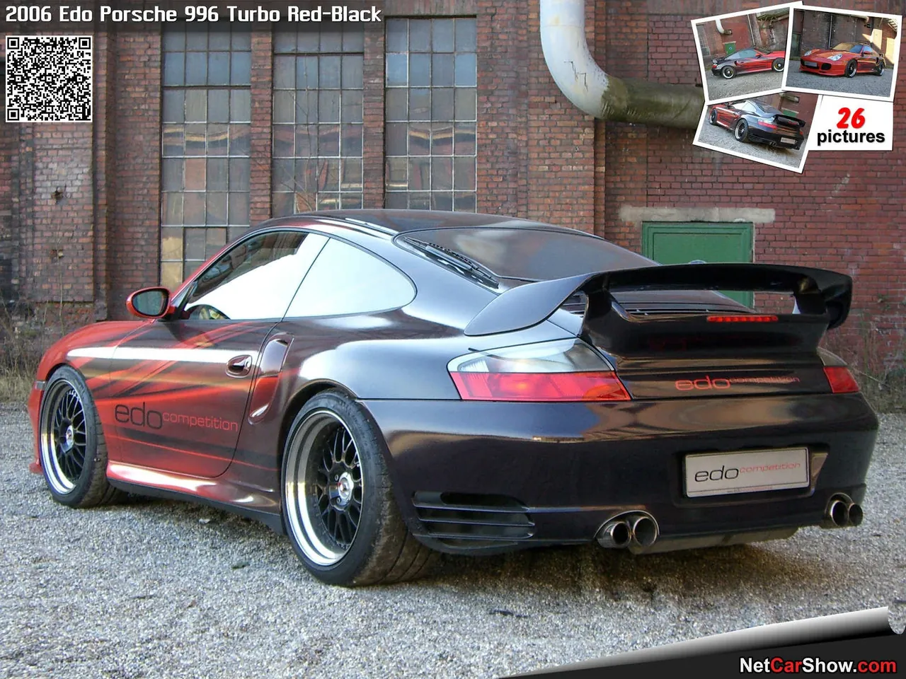 Edo Porsche 996 Turbo Red-Black (2006) – zadní tříčtvrteční pohled