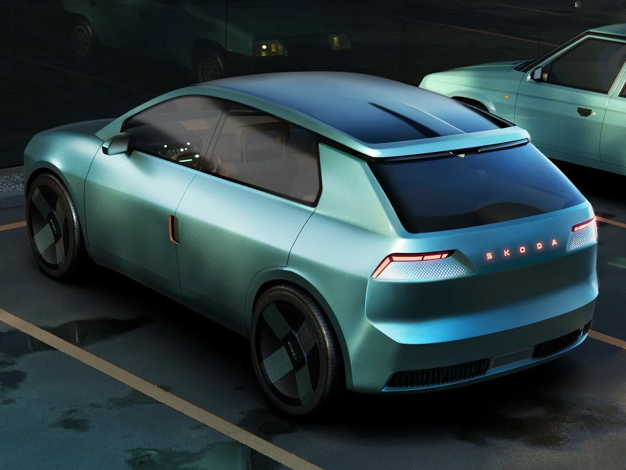 Skoda Favorit Concept (2025) – zadní tříčtvrteční pohled