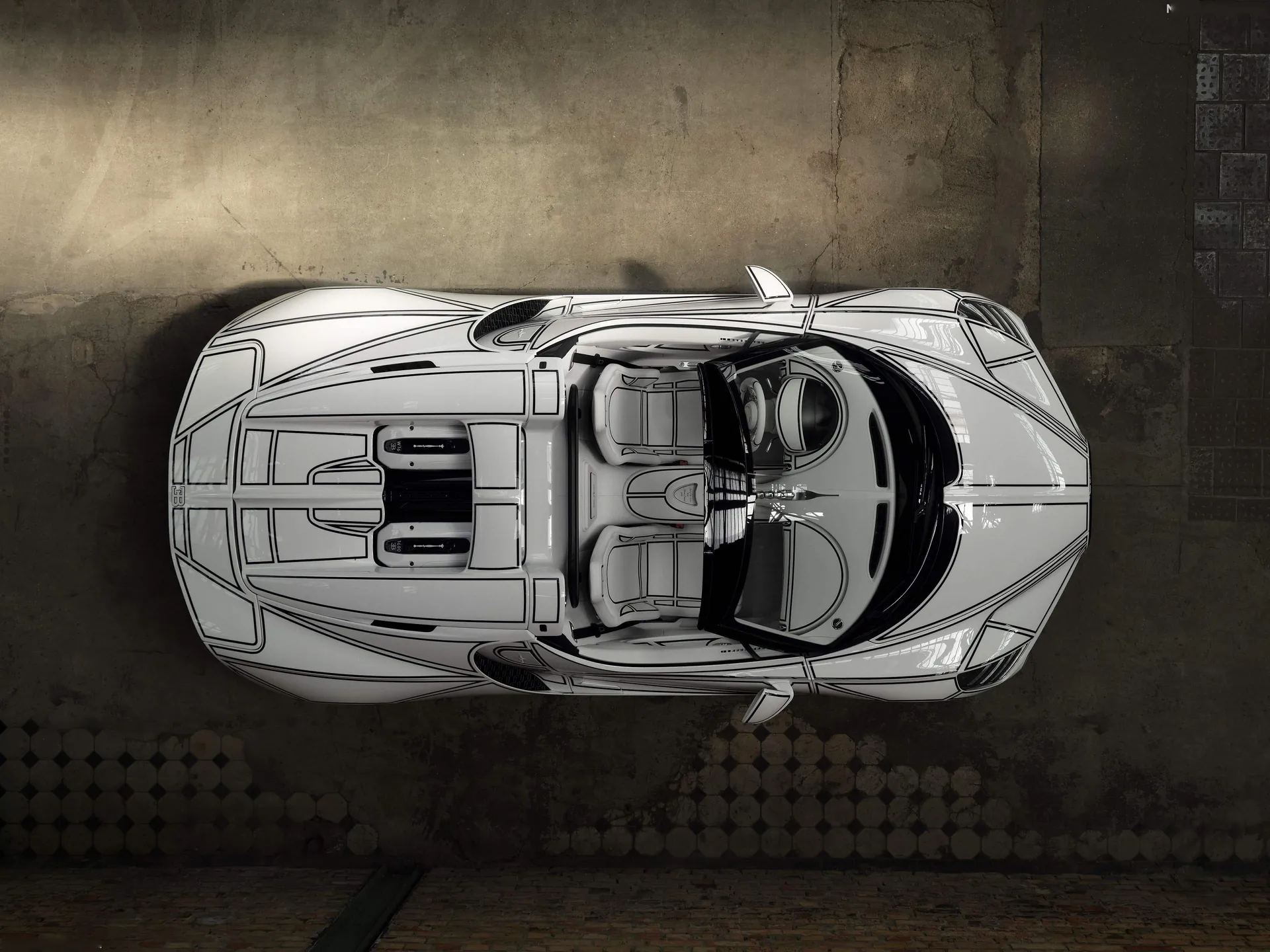 Bugatti W16 Mistral Blanc Eternel (2026) – pohled shora