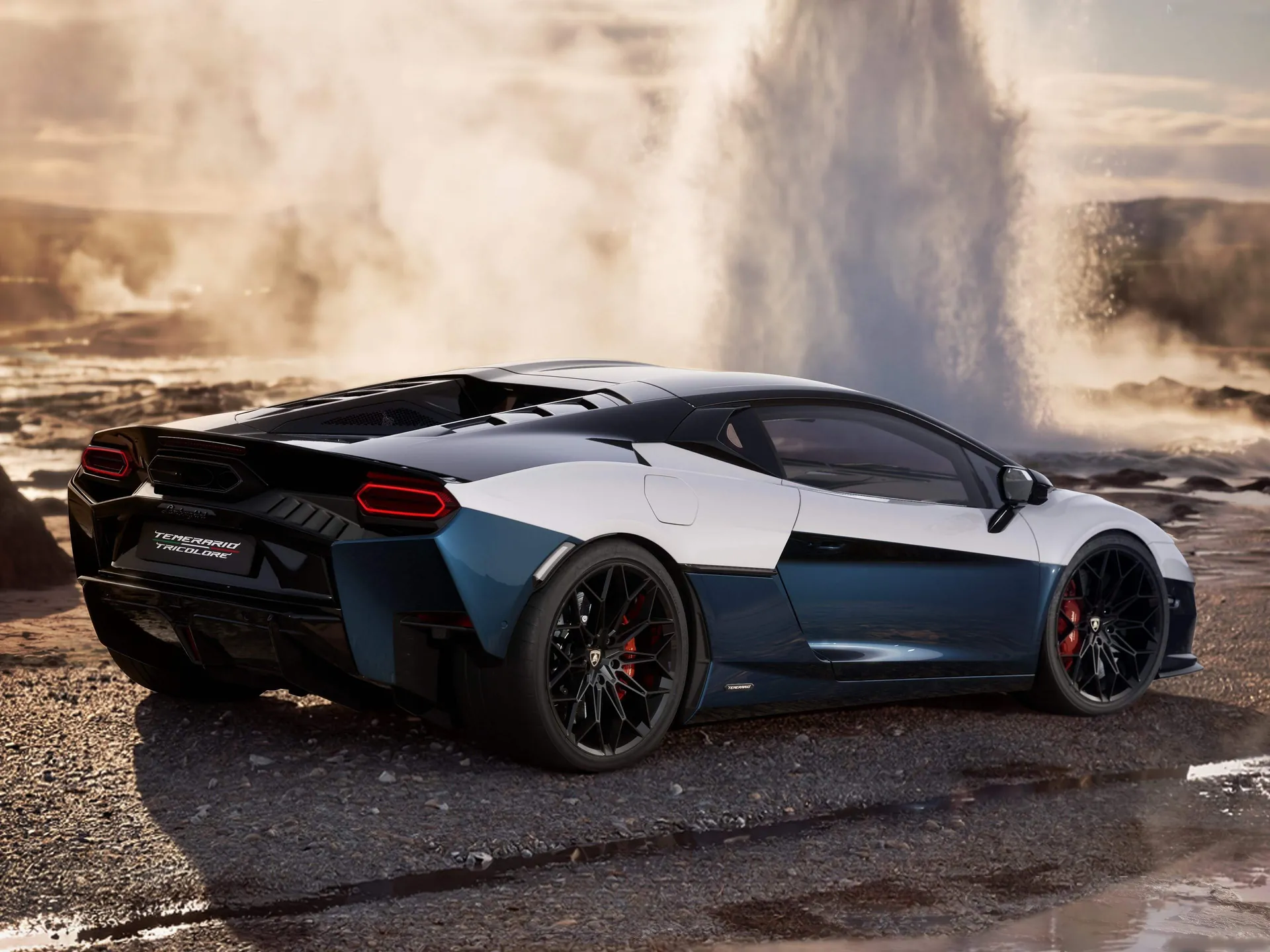 Lamborghini Temerario Tricolore (2026) – zadní tříčtvrteční pohled