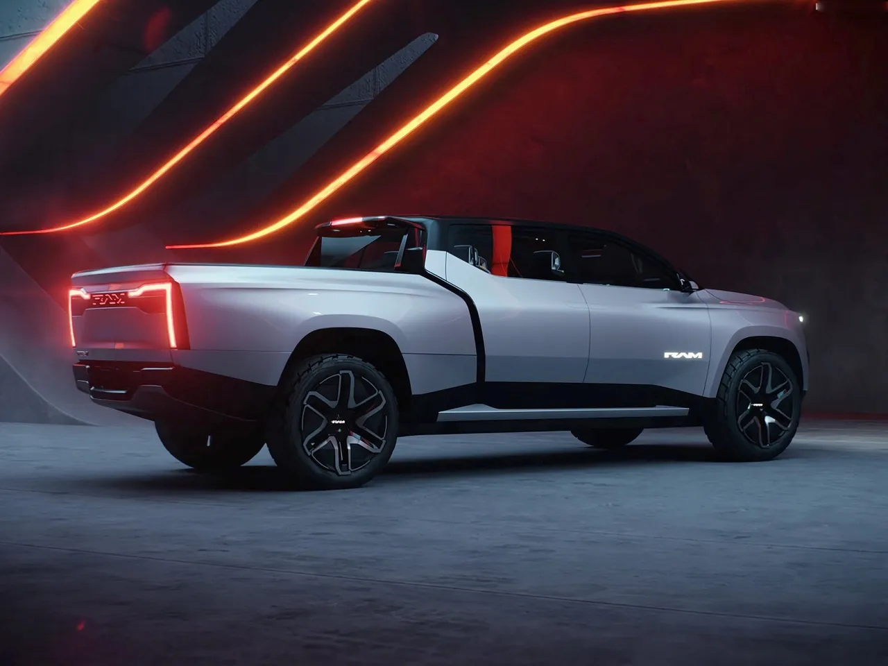 Ram 1500 Revolution BEV Concept (2023) – zadní tříčtvrteční pohled