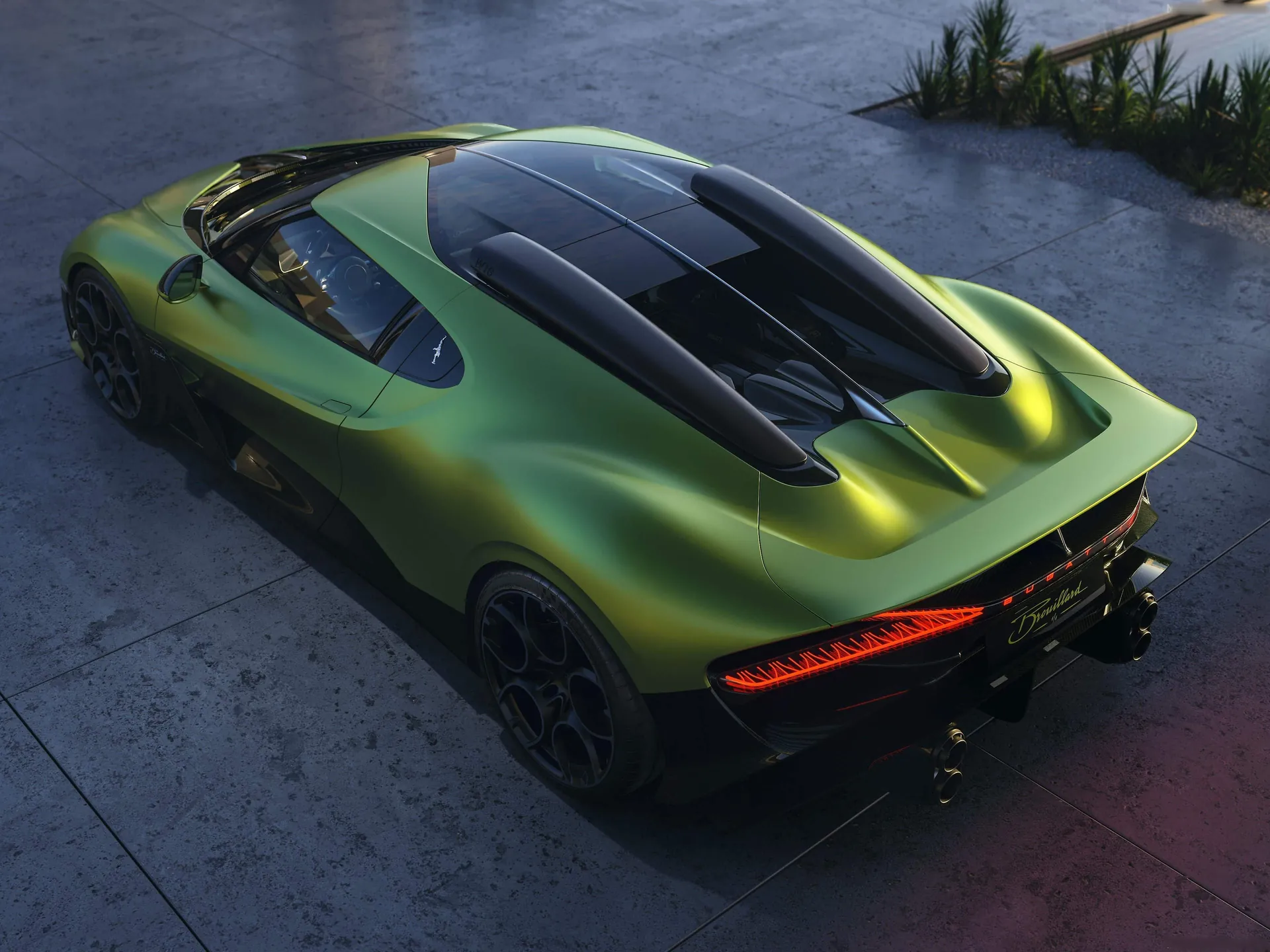 Bugatti Brouillard (2025) – zadní tříčtvrteční pohled