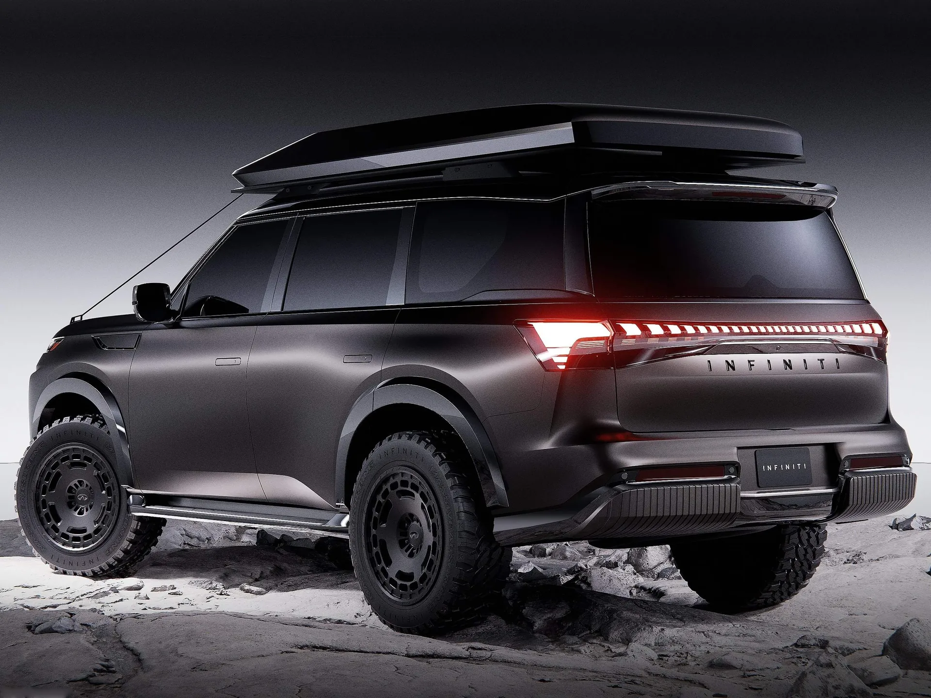 Infiniti QX80 Terrain Spec Concept (2025) – zadní tříčtvrteční pohled