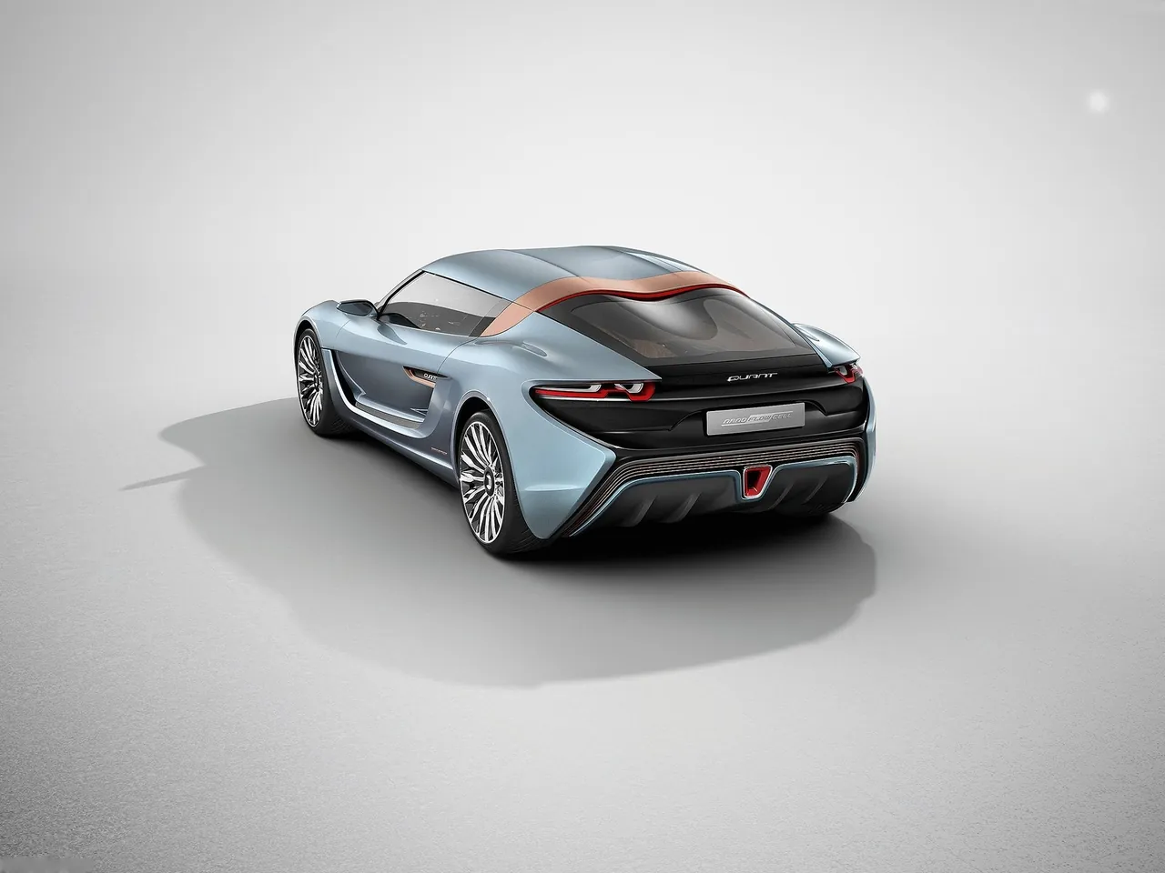 NanoFlowcell Quant e-Sportlimousine Concept (2014) – zadní tříčtvrteční pohled