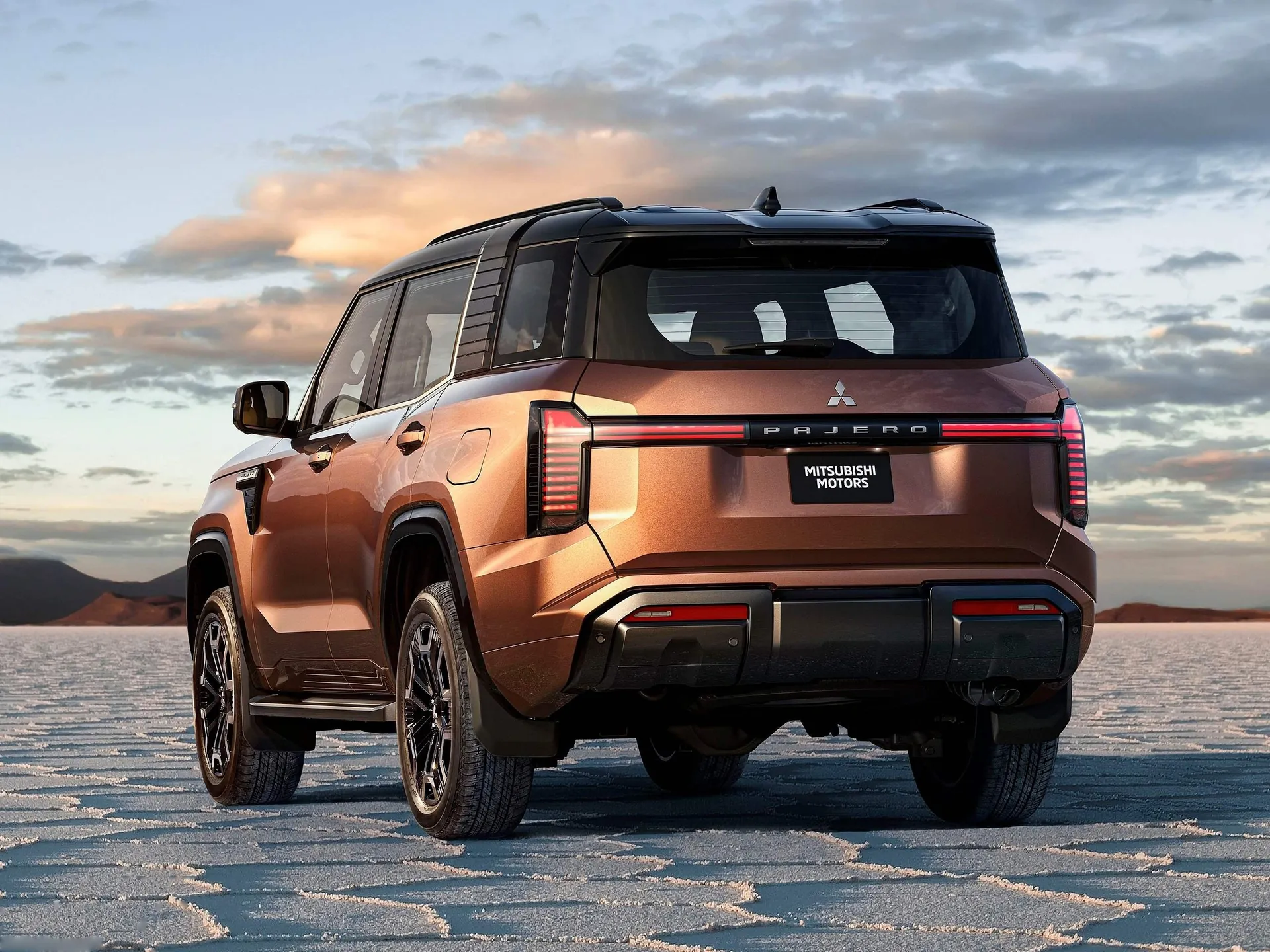 Mitsubishi Pajero (2027) – zadní tříčtvrteční pohled