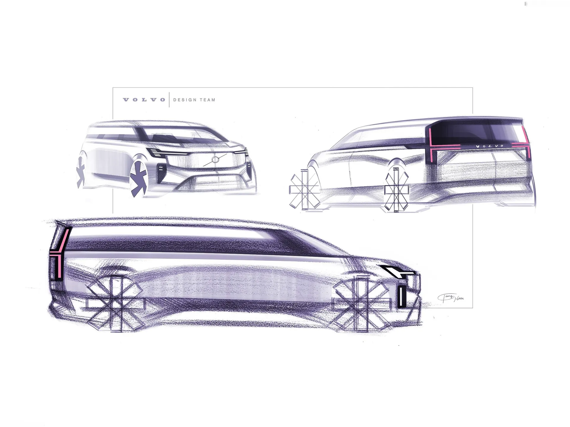 Volvo EM90 (2024) – designové skici