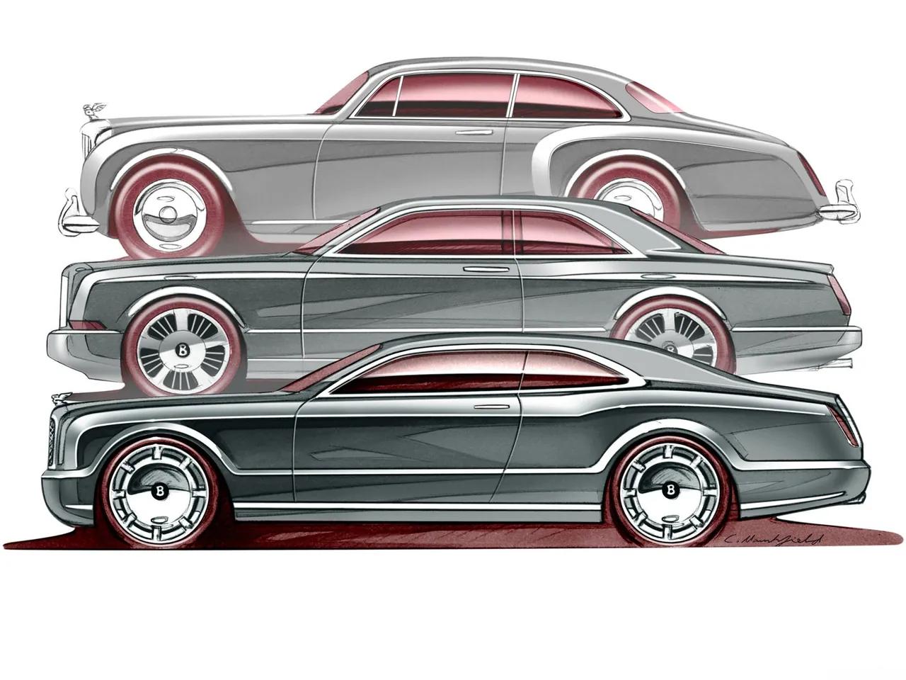 Bentley Brooklands (2008) – designové skici