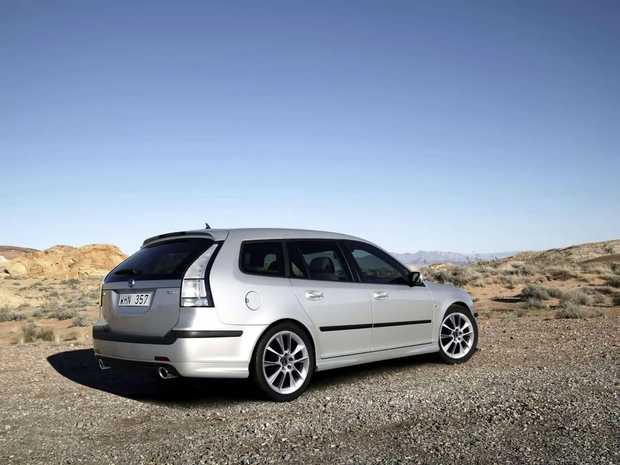 Saab 93 SportCombi (2006) – zadní tříčtvrteční pohled