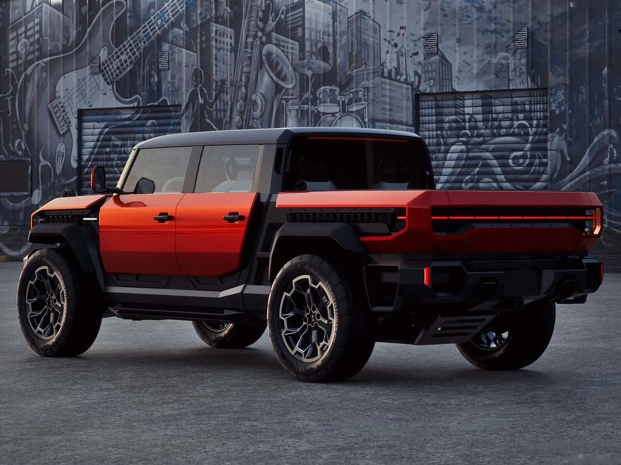 GMC Hummer X Truck Concept (2026) – zadní tříčtvrteční pohled